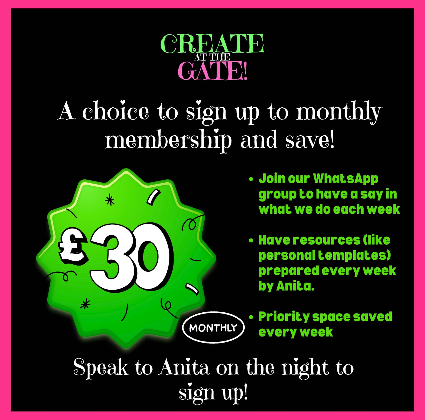 CREATE AT THE GATE - 10th November