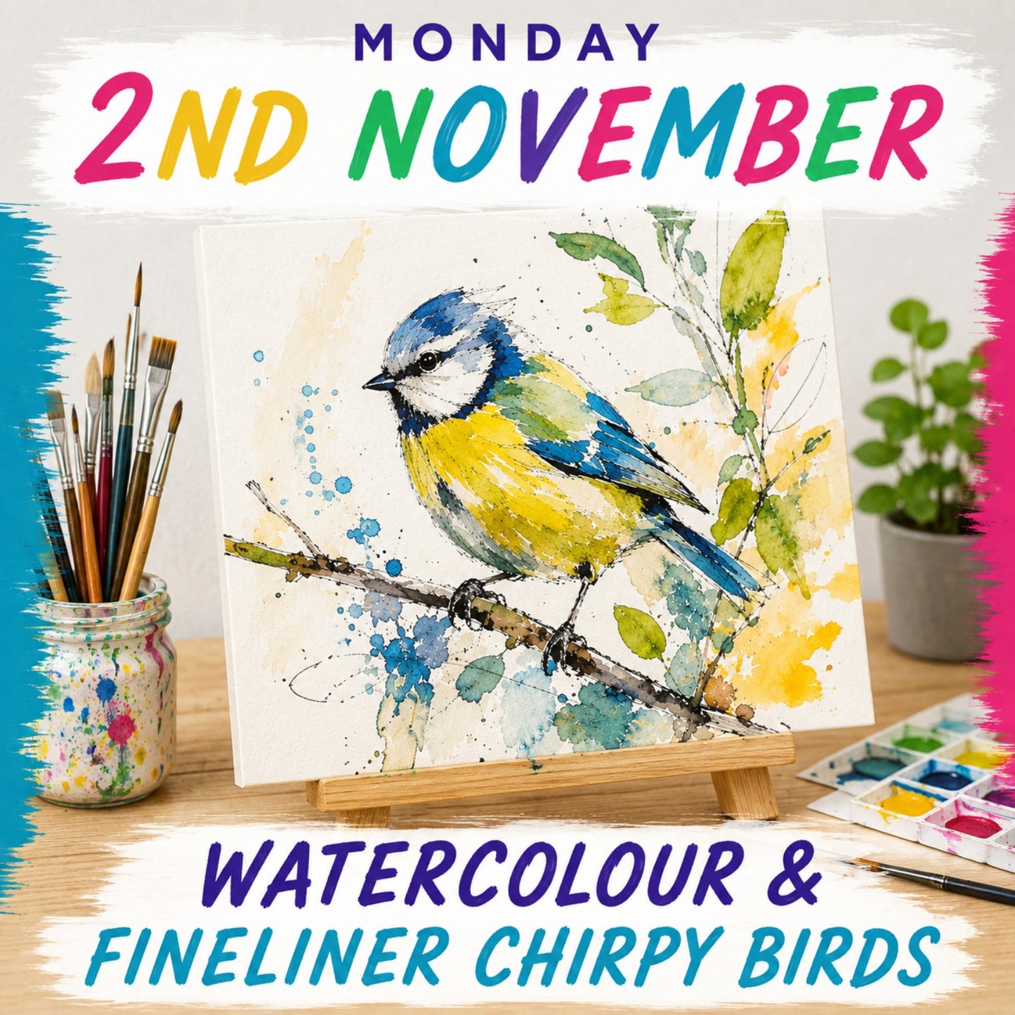 Session 4 ... 2nd Nov - Watercolour and Fineliner Birds